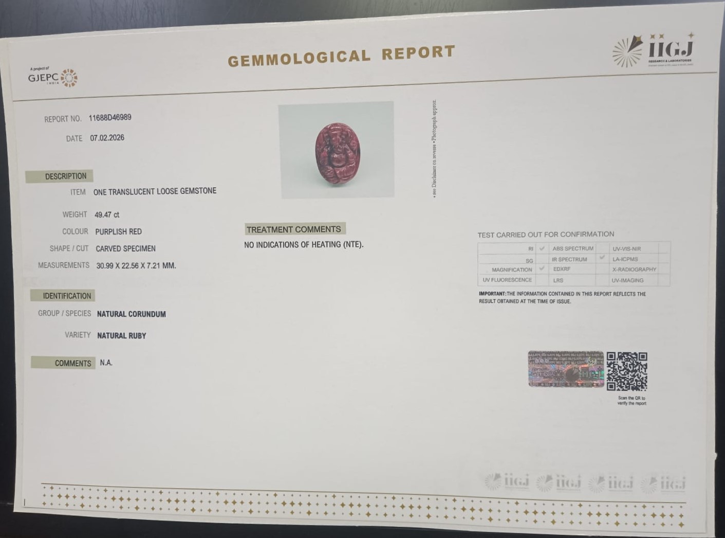 Ganesh Ruby 49.47 Ct. 3 GRUBG1 2 Ganesh Ruby 49.47 Ct.