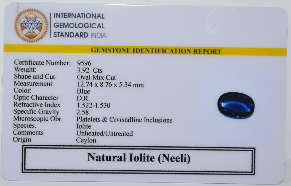 NIL2690 2 IOLITE NILLI 3.92 Ct.