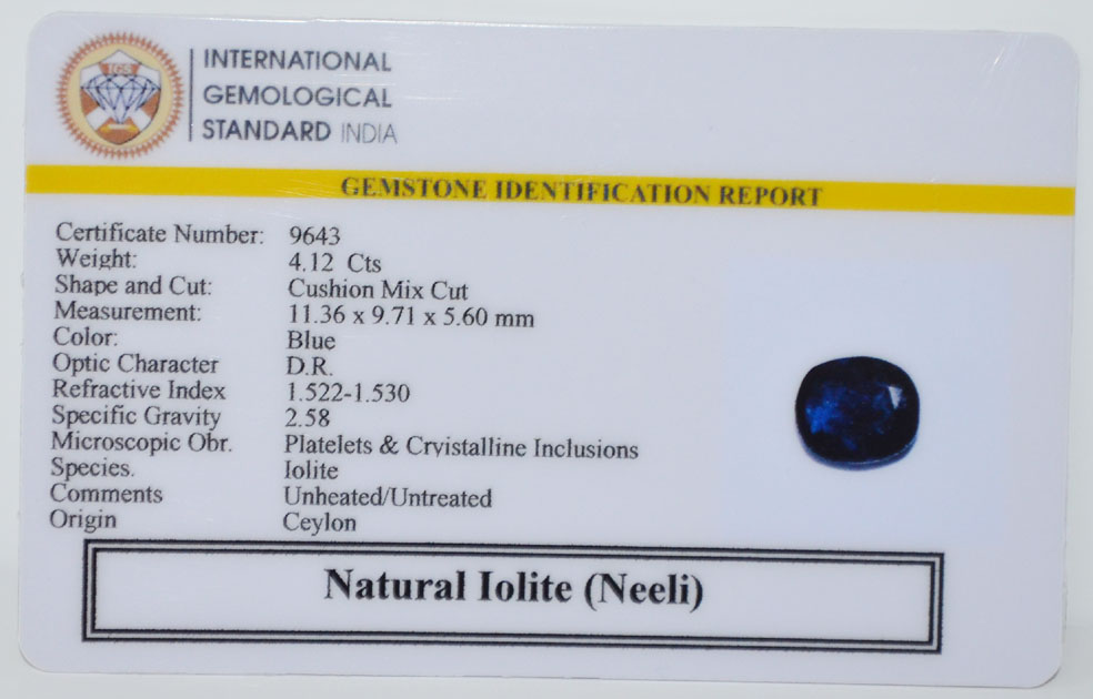 NIL2692 2 IOLITE NILLI 4.12 Ct.