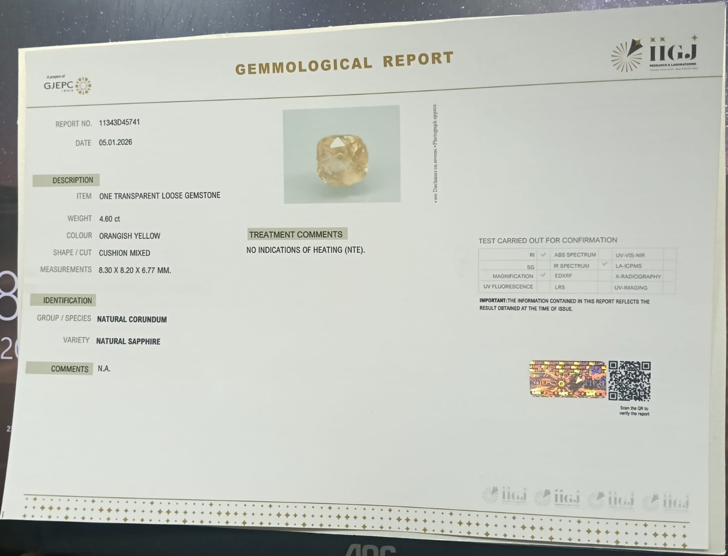 NSP41898 2 NATURAL SAPPHIRE 4.6 Ct.