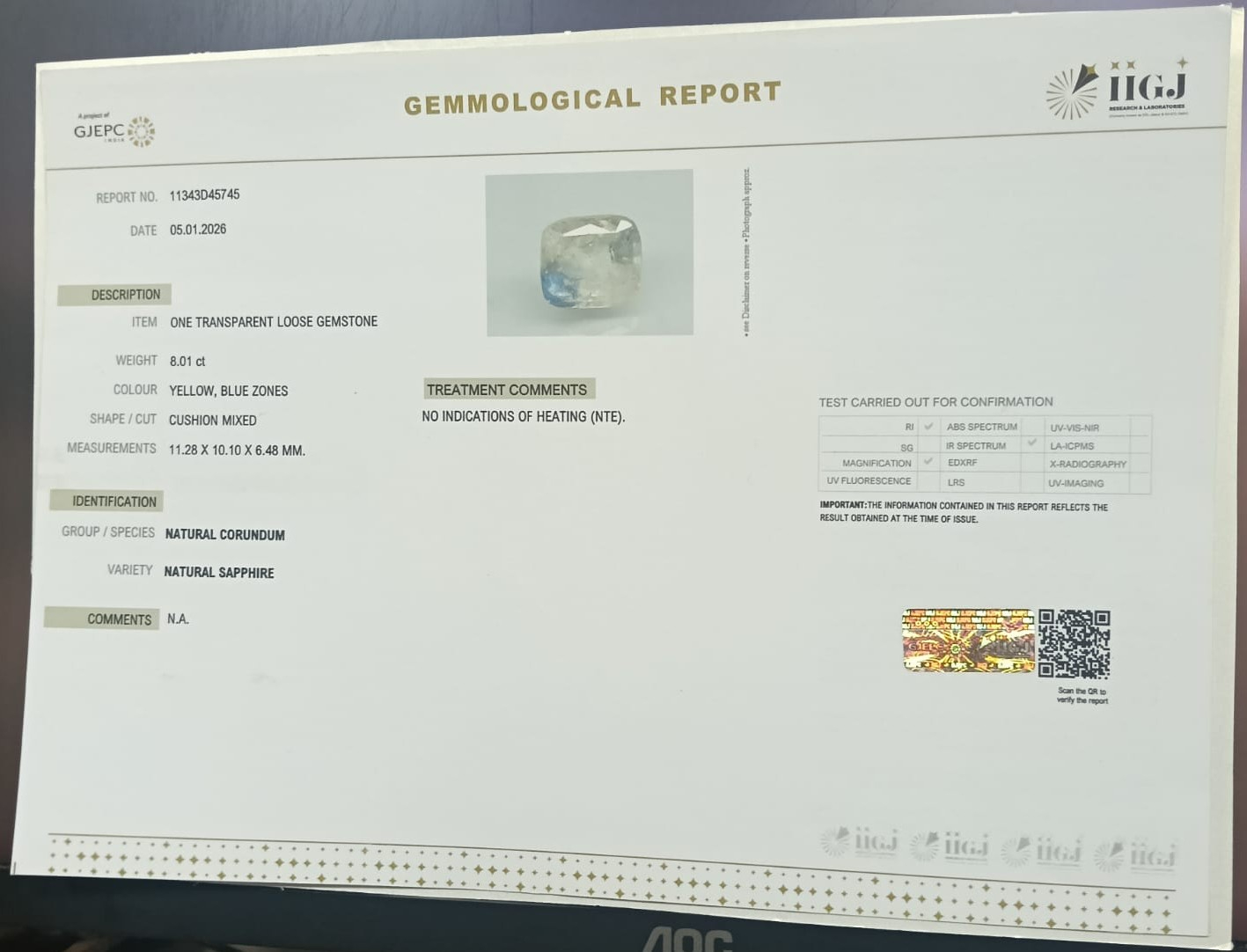 NSP41899 2 NATURAL SAPPHIRE 8.01 Ct.