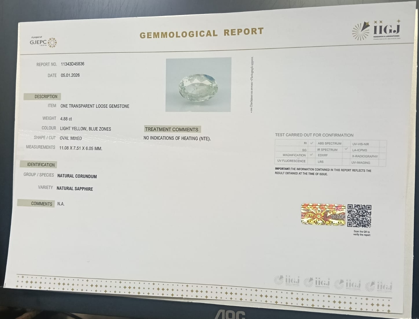 NSP41901 2 NATURAL SAPPHIRE 4.88 Ct.