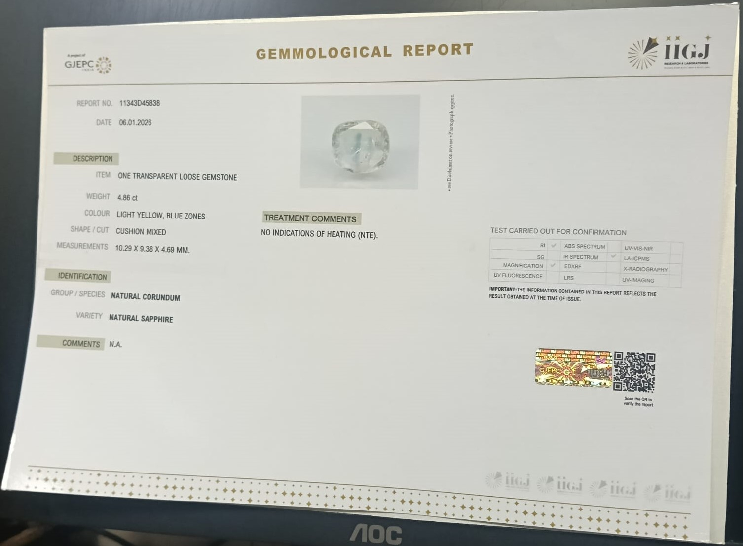 NSP41902 2 NATURAL SAPPHIRE 4.86 Ct.