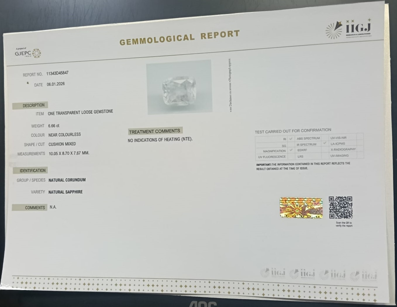 NSP41904 2 NATURAL SAPPHIRE 6.66 Ct.