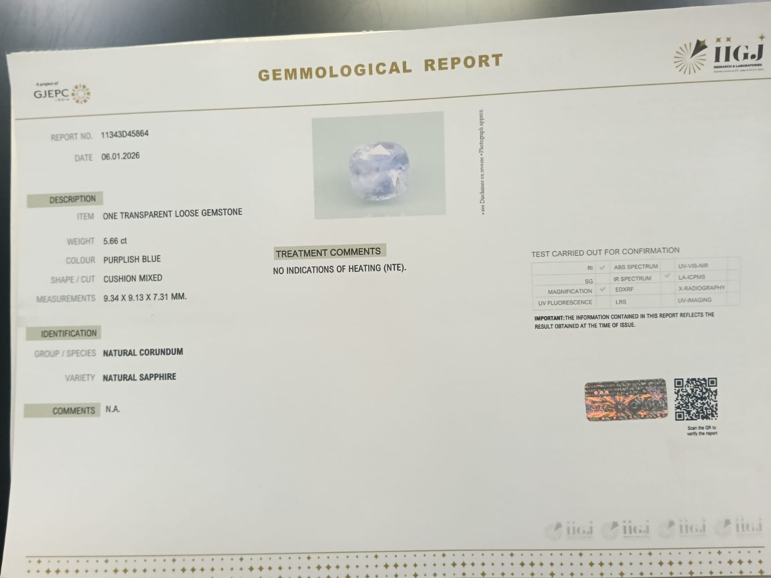 NSP41905 2 NATURAL SAPPHIRE 5.66 Ct.