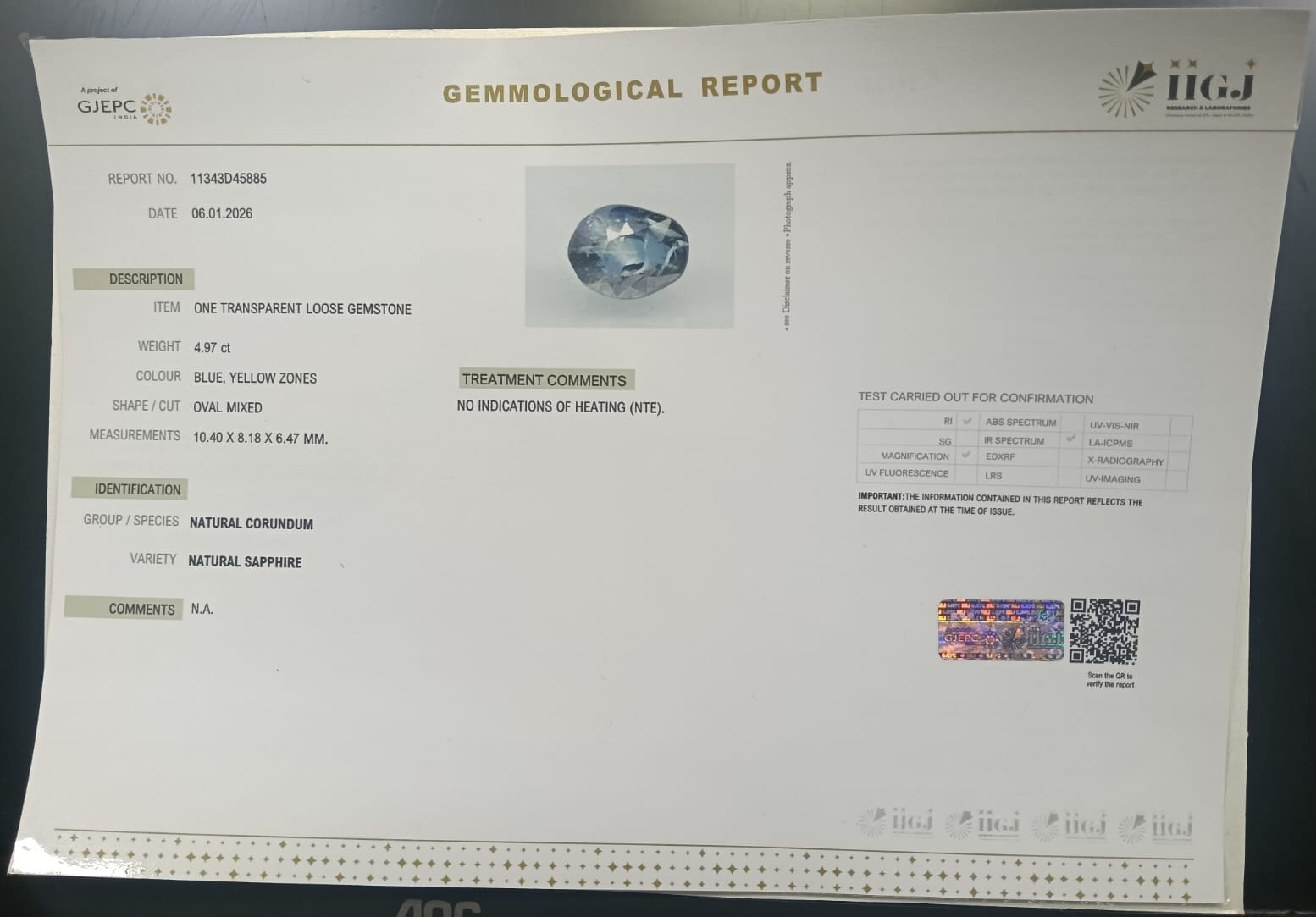 NSP41906 2 NATURAL SAPPHIRE 4.97 Ct.