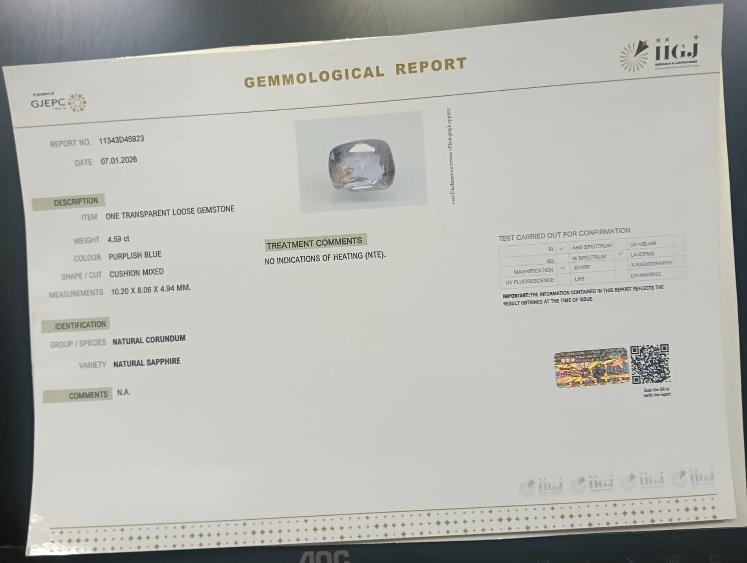 NSP41911 2 NATURAL SAPPHIRE 4.59 Ct.