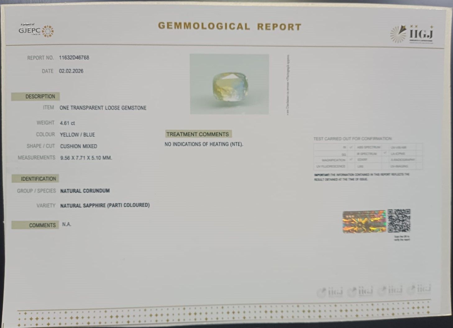 NSP41916 2 NATURAL SAPPHIRE 4.61 Ct.