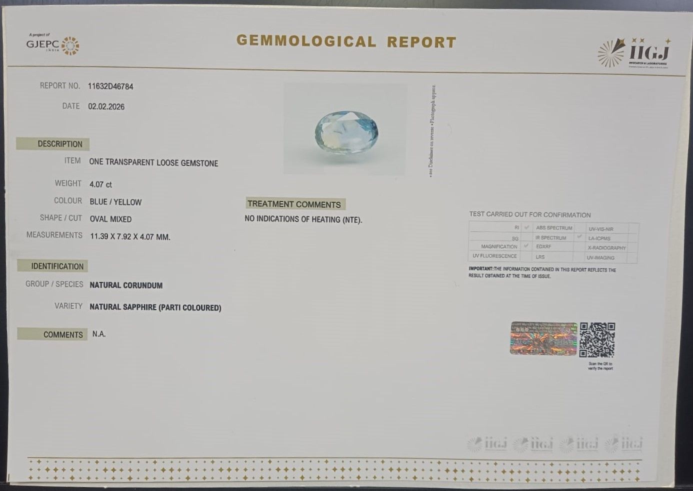 NSP41918 2 NATURAL SAPPHIRE 4.07 Ct.