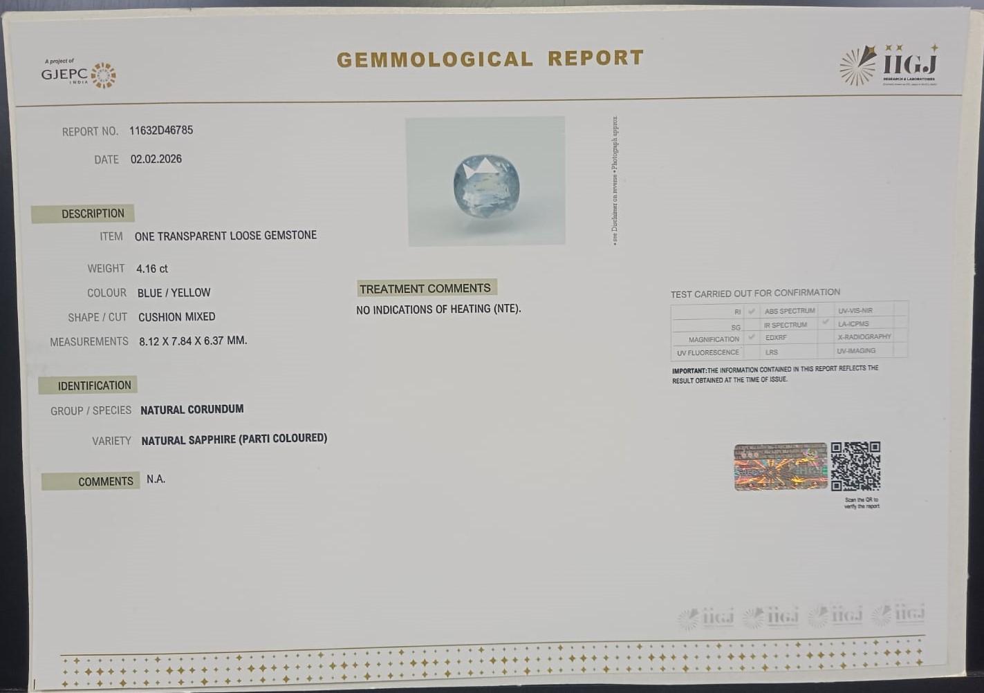 NSP41919 2 NATURAL SAPPHIRE 4.16 Ct.