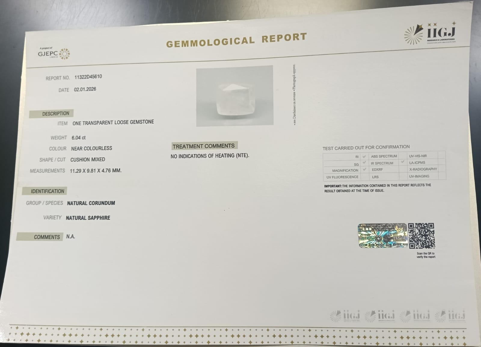 NSPG41824 2 NATURAL SAPPHIRE 6.04 Ct.