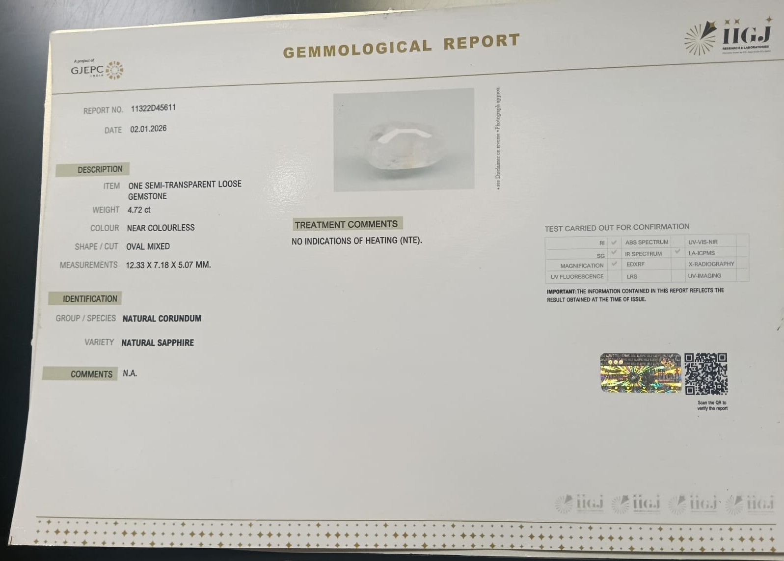 NSPG41825 2 NATURAL SAPPHIRE 4.72 Ct.