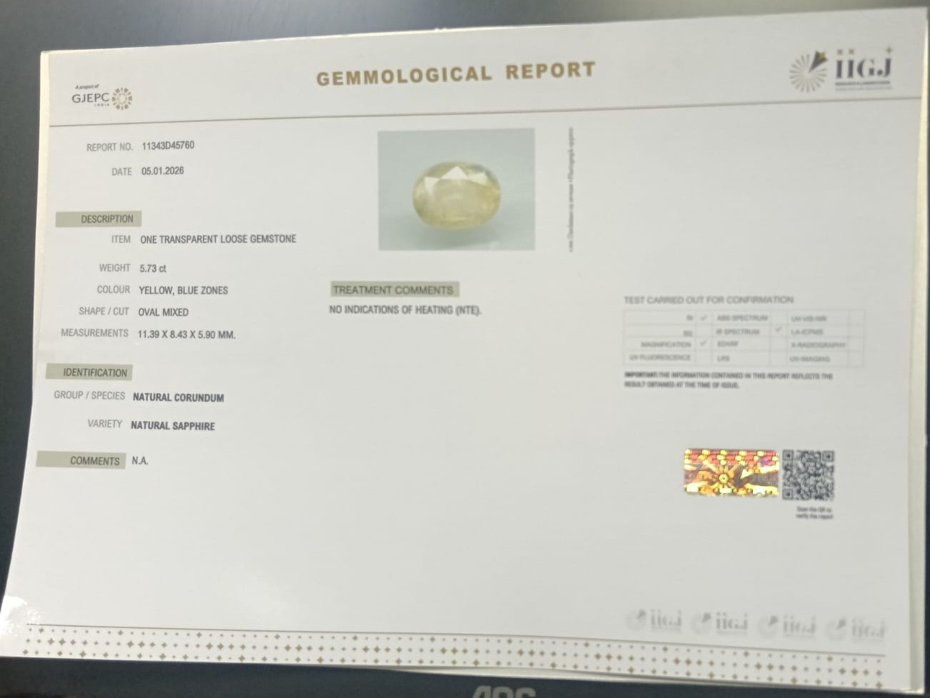 NSPG41827 2 NATURAL SAPPHIRE 5.73 Ct.