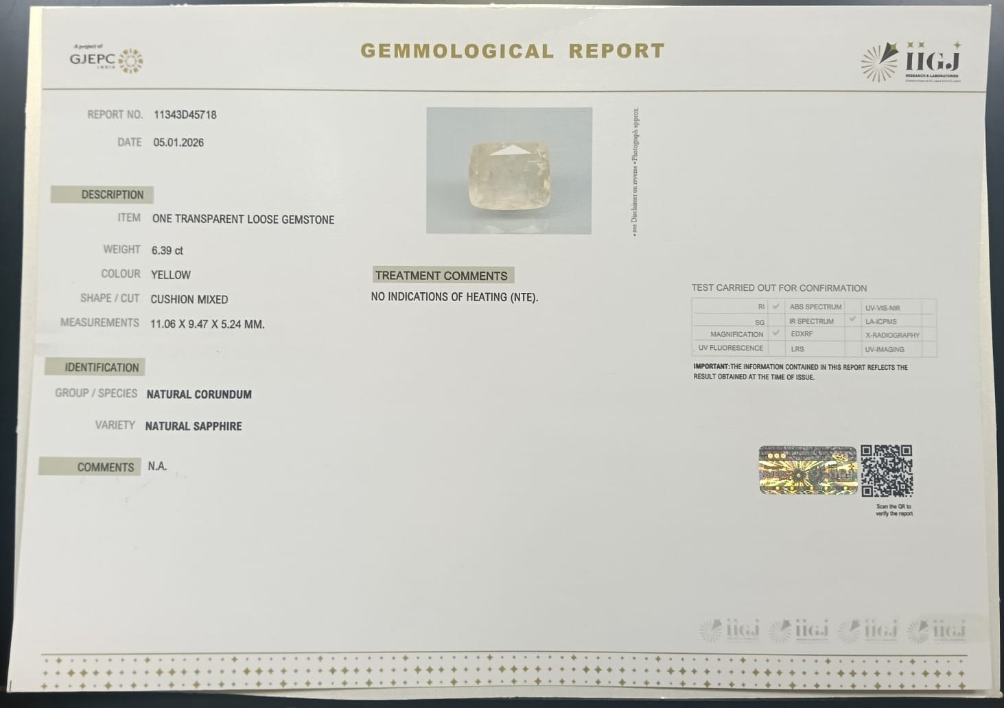NYSP8830 2 YELLOW SAPPHIRE 6.39 Ct.