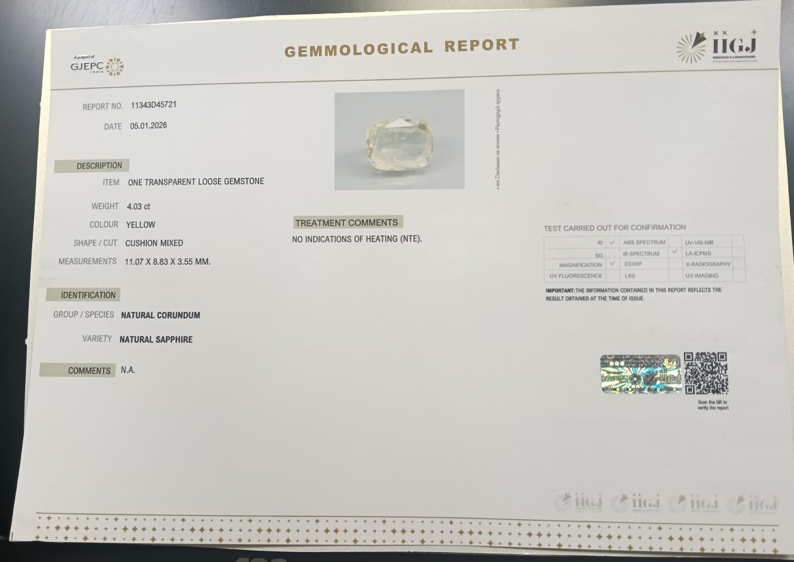 NYSP8833 2 YELLOW SAPPHIRE 4.03 Ct.