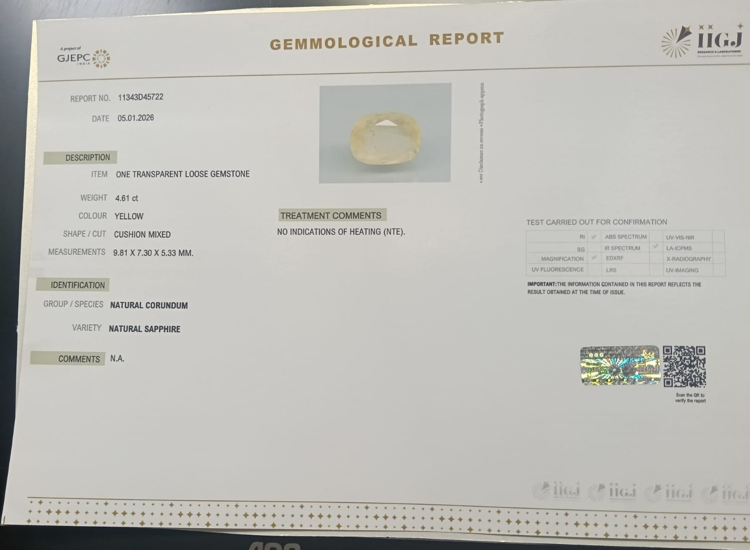 NYSP8834 2 YELLOW SAPPHIRE 4.61 Ct.