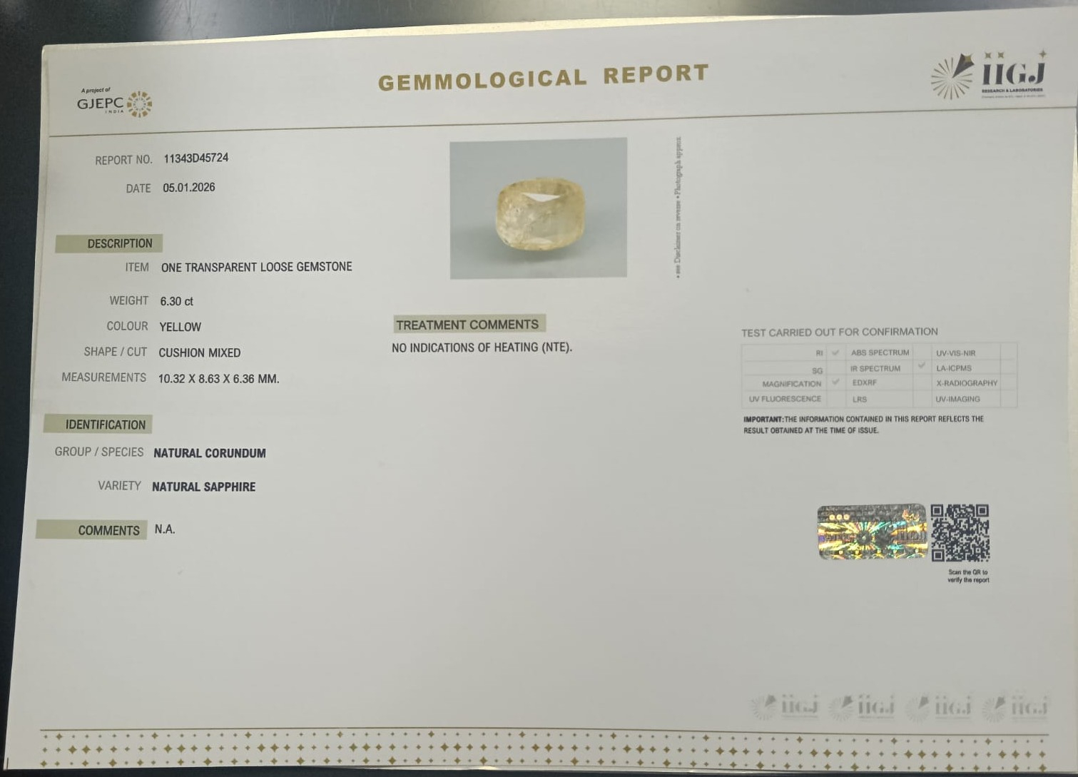 NYSP8836 2 YELLOW SAPPHIRE 6.3 Ct.