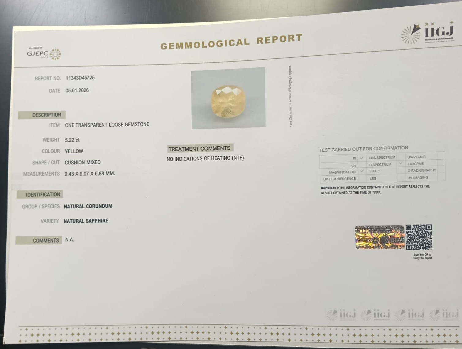 NYSP8837 2 YELLOW SAPPHIRE 5.22 Ct.