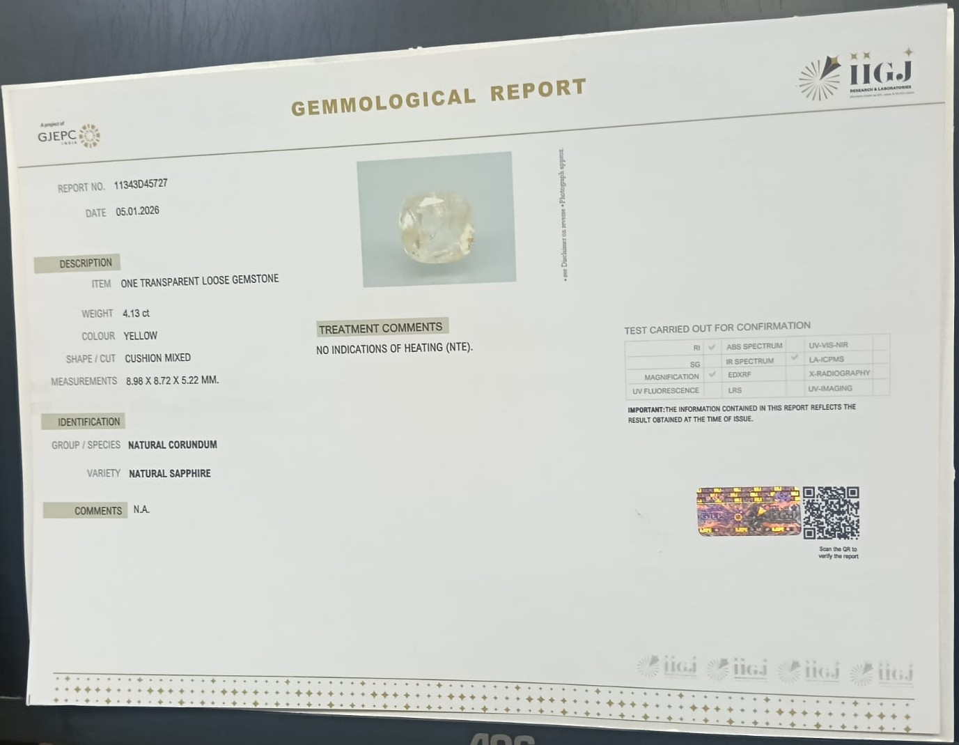 NYSP8839 2 YELLOW SAPPHIRE 4.13 Ct.