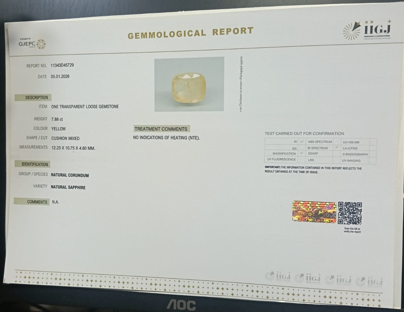 NYSP8841 2 YELLOW SAPPHIRE 7.88 Ct.