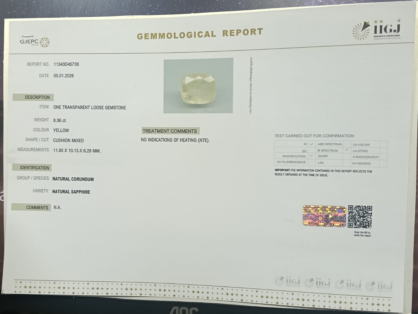 NYSP8848 2 YELLOW SAPPHIRE 8.36 Ct.