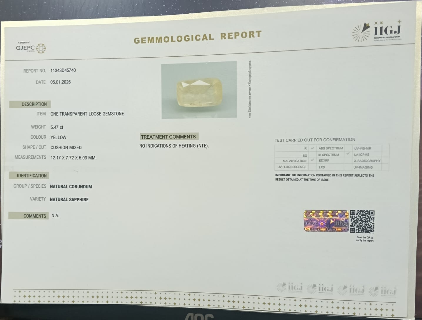 NYSP8850 2 YELLOW SAPPHIRE 5.47 Ct.