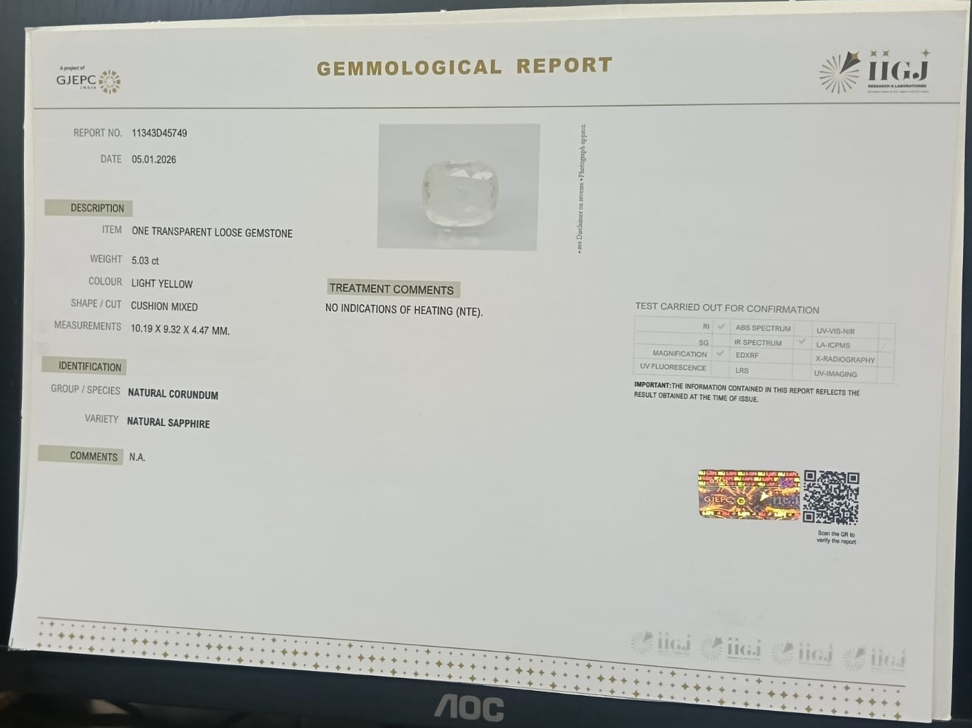 NYSP8856 2 YELLOW SAPPHIRE 5.03 Ct.