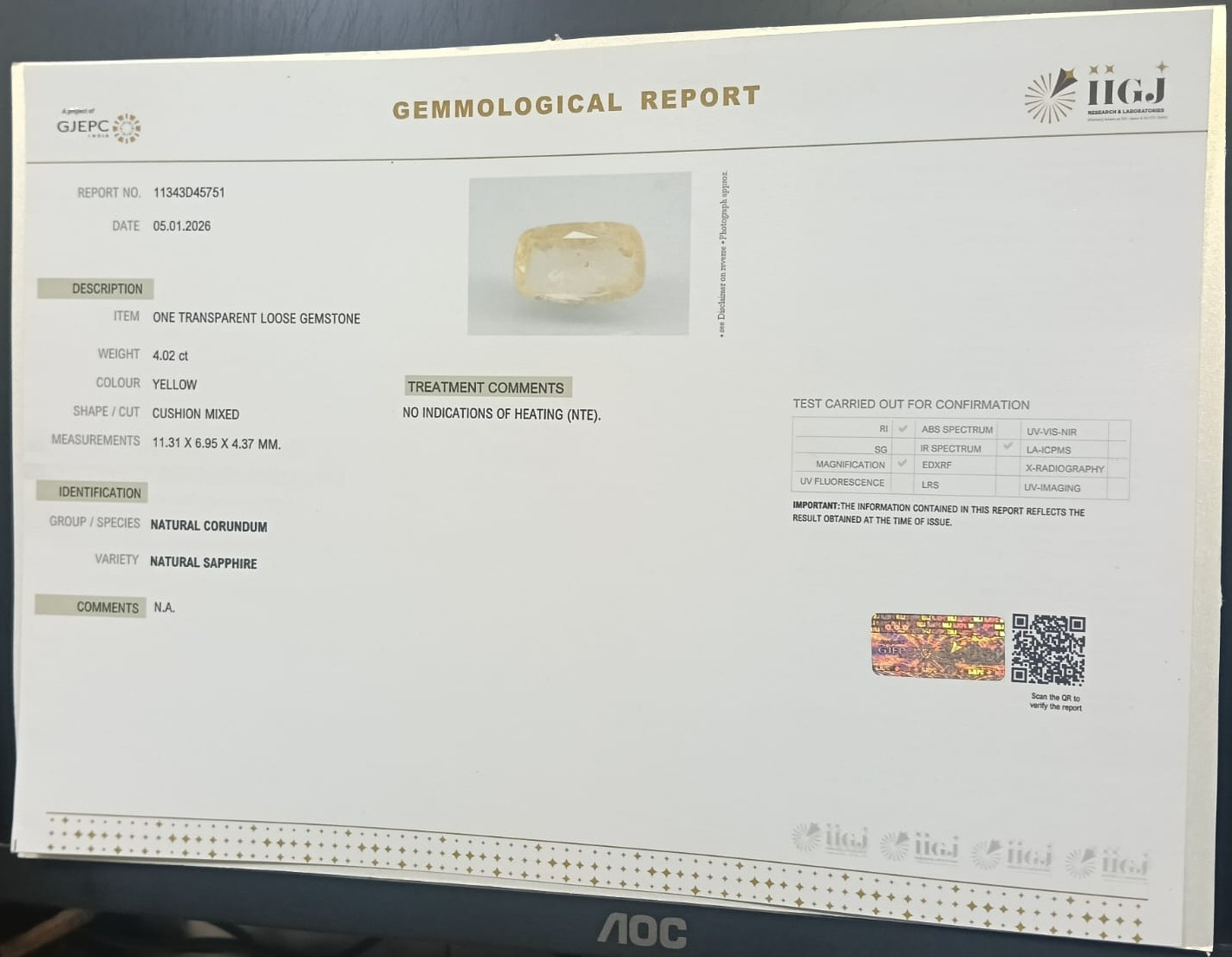 NYSP8858 2 YELLOW SAPPHIRE 4.02 Ct.