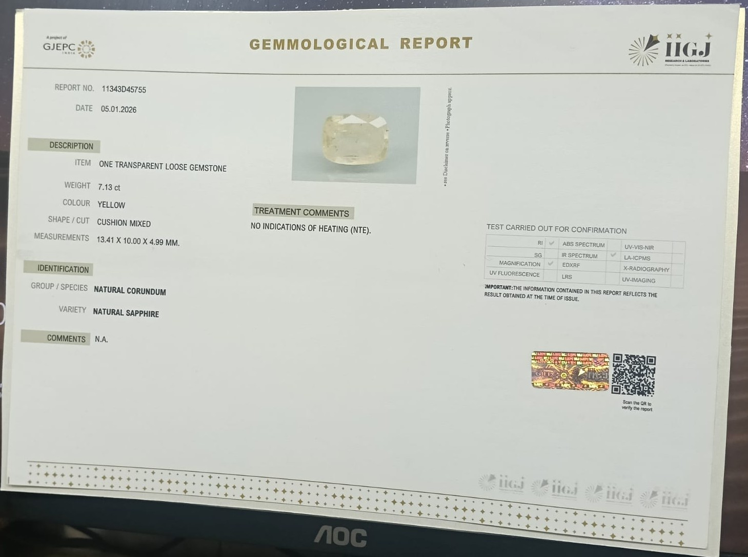 NYSP8861 2 YELLOW SAPPHIRE 7.13 Ct.