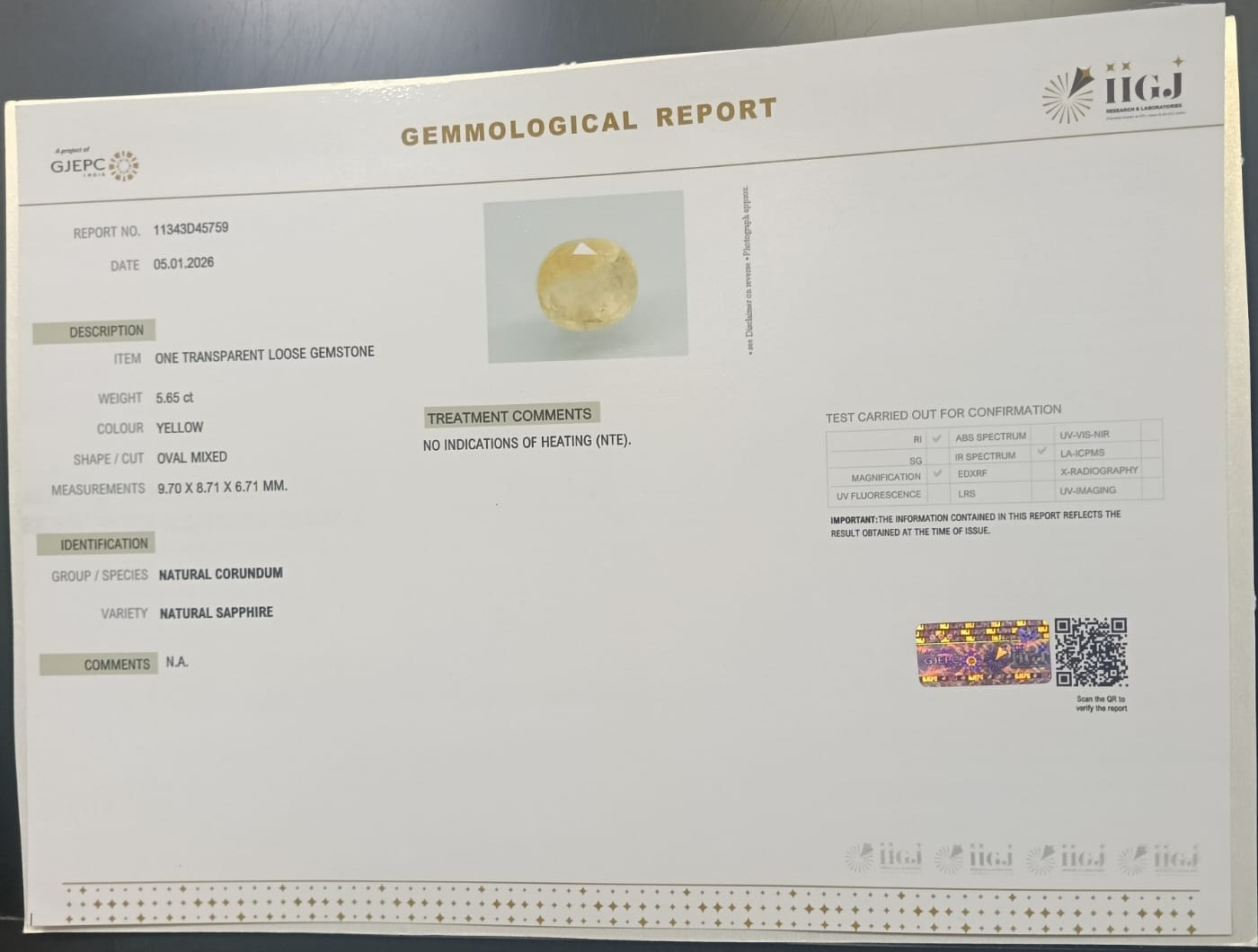 YELLOW SAPPHIRE 5.65 Ct. 3 NYSP8865 2 YELLOW SAPPHIRE 5.65 Ct.