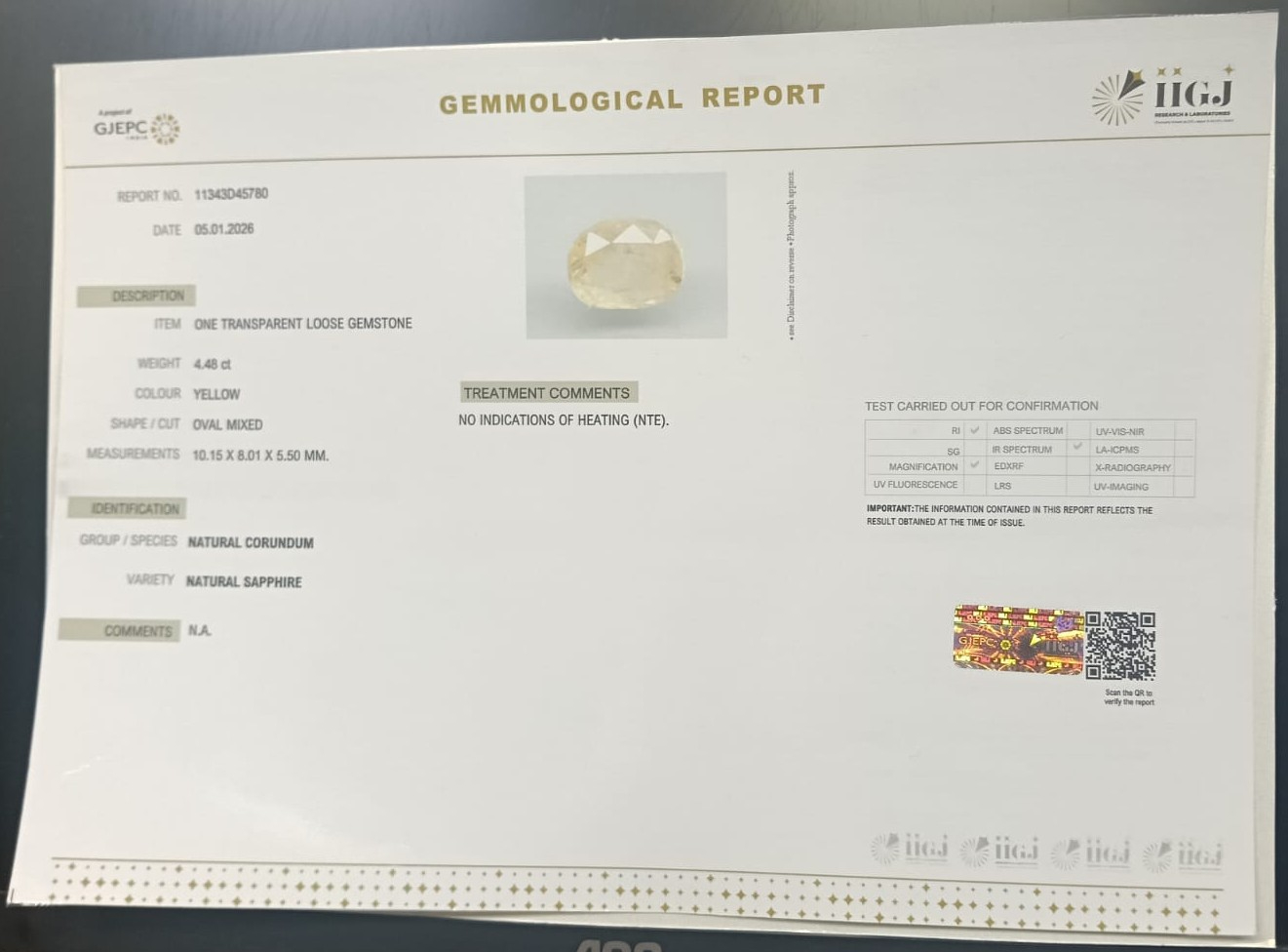 NYSP8876 2 YELLOW SAPPHIRE 4.48 Ct.