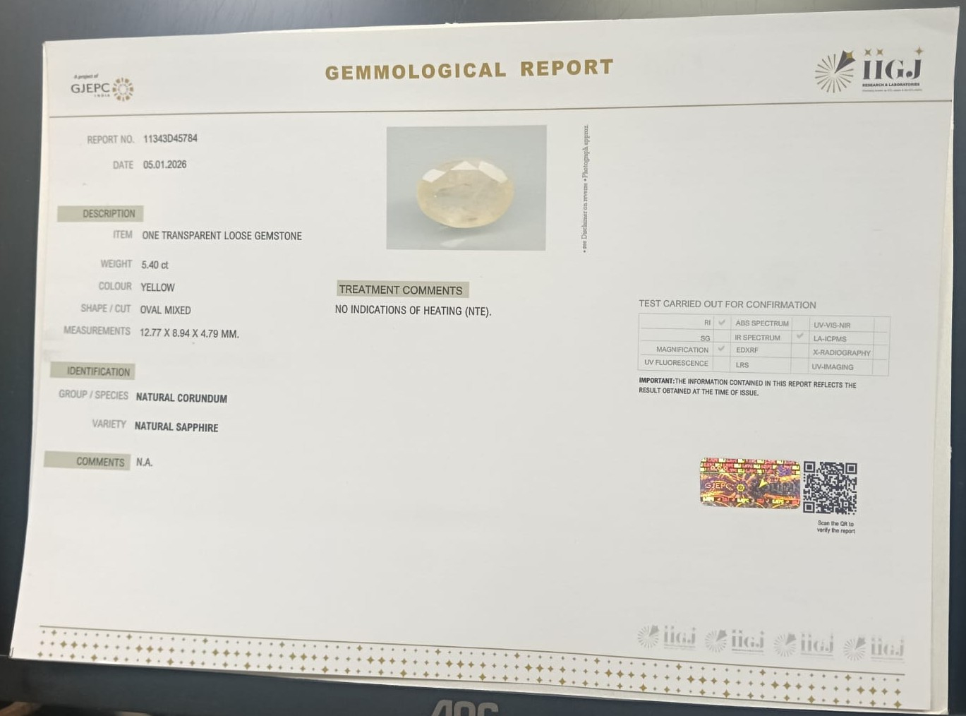 NYSP8879 2 YELLOW SAPPHIRE 5.4 Ct.