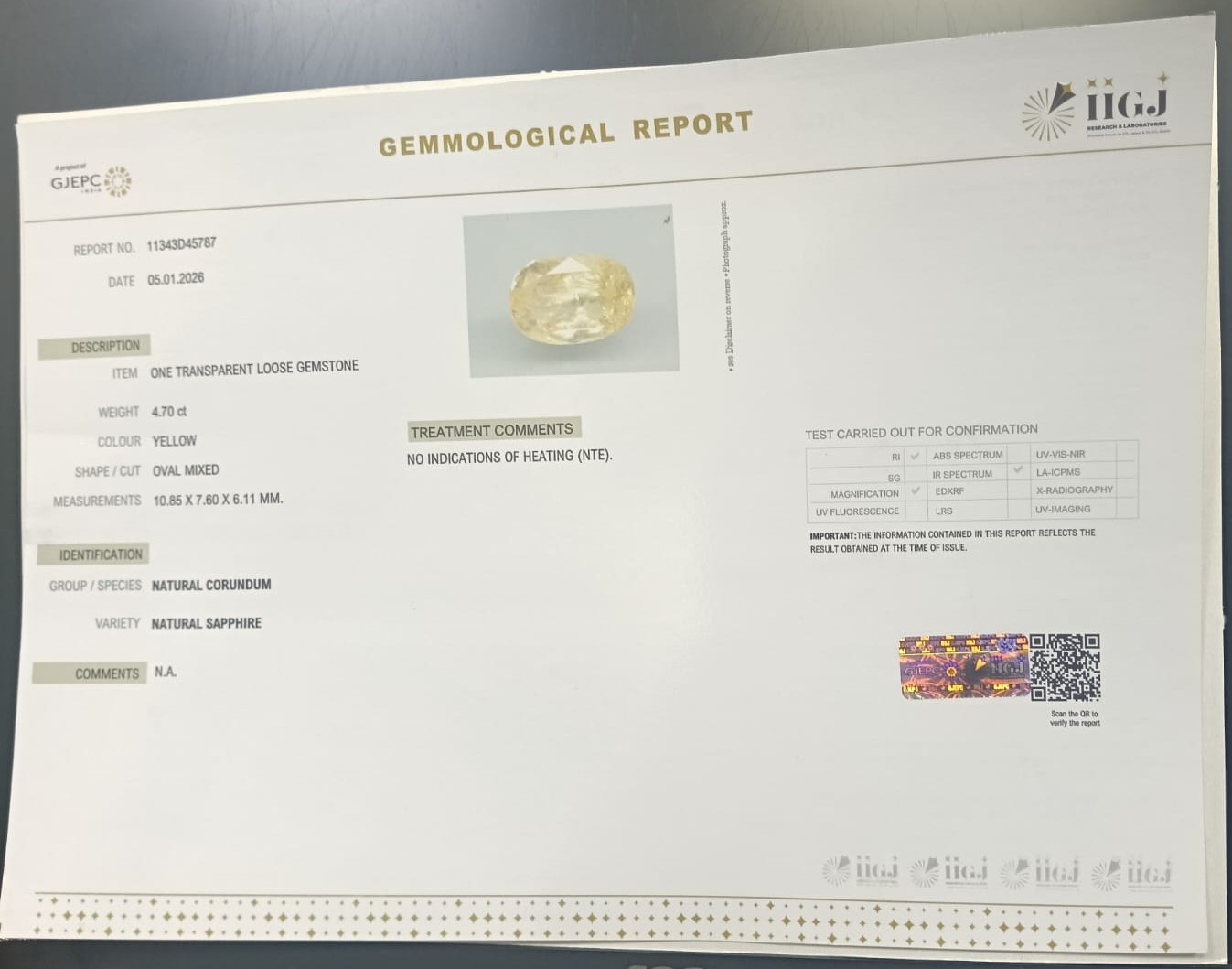 NYSP8882 2 YELLOW SAPPHIRE 4.7 Ct.