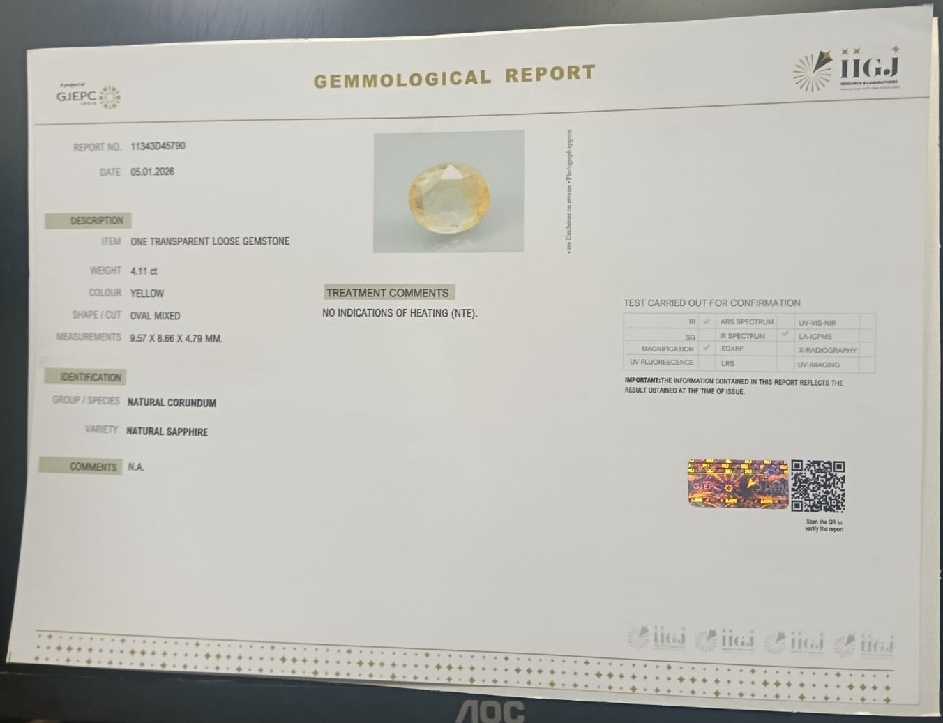 NYSP8884 2 YELLOW SAPPHIRE 4.11 Ct.