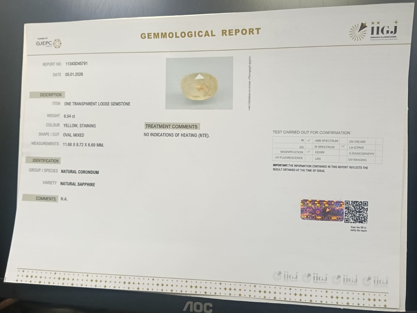 NYSP8885 2 YELLOW SAPPHIRE 6.54 Ct.