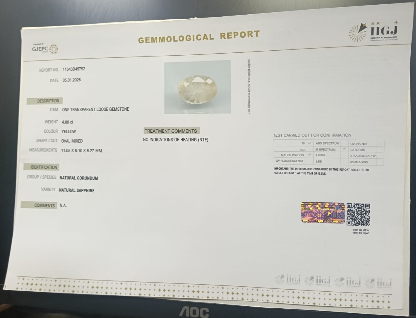 NYSP8886 2 YELLOW SAPPHIRE 4.8 Ct.