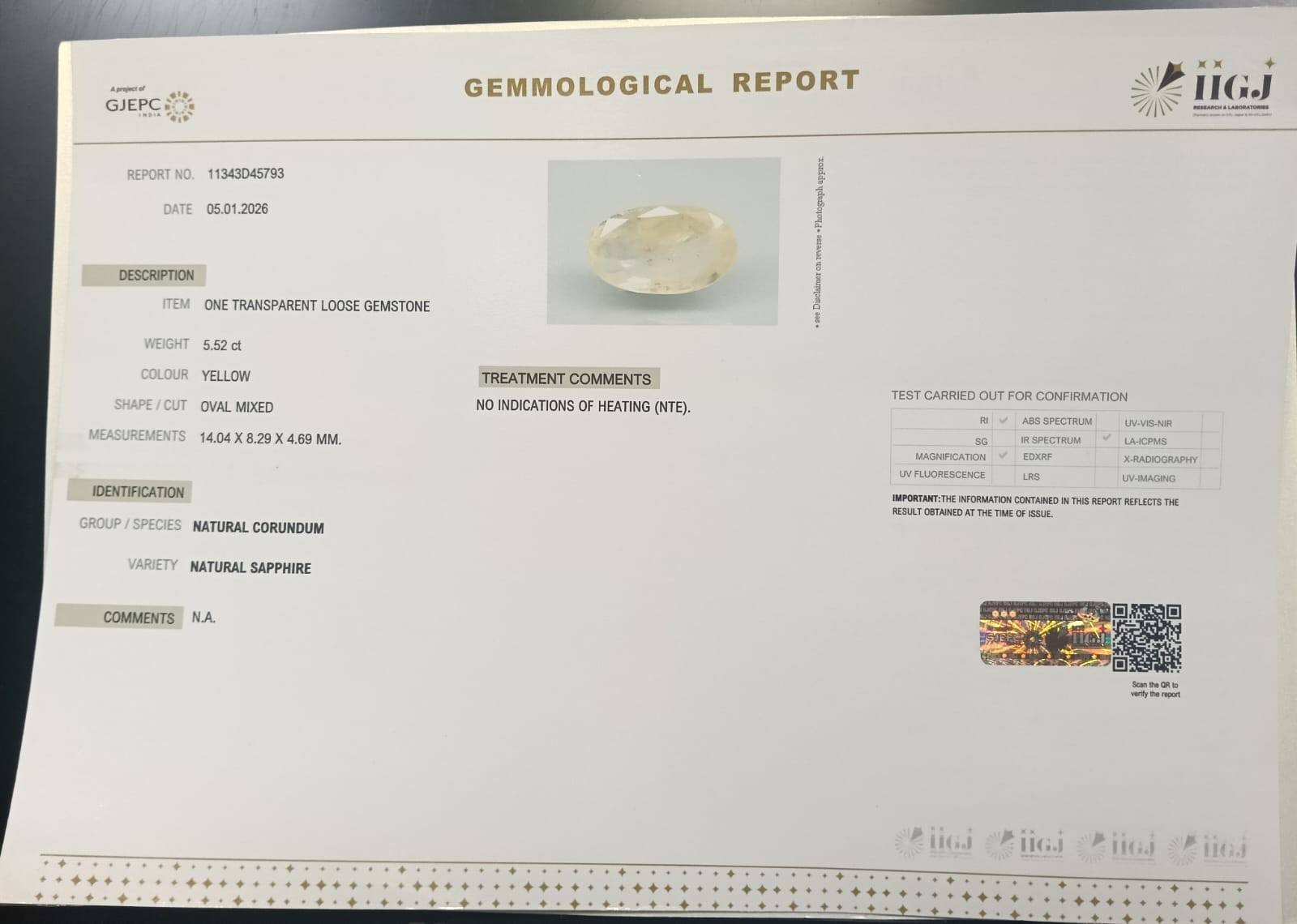 NYSP8887 2 YELLOW SAPPHIRE 5.52 Ct.