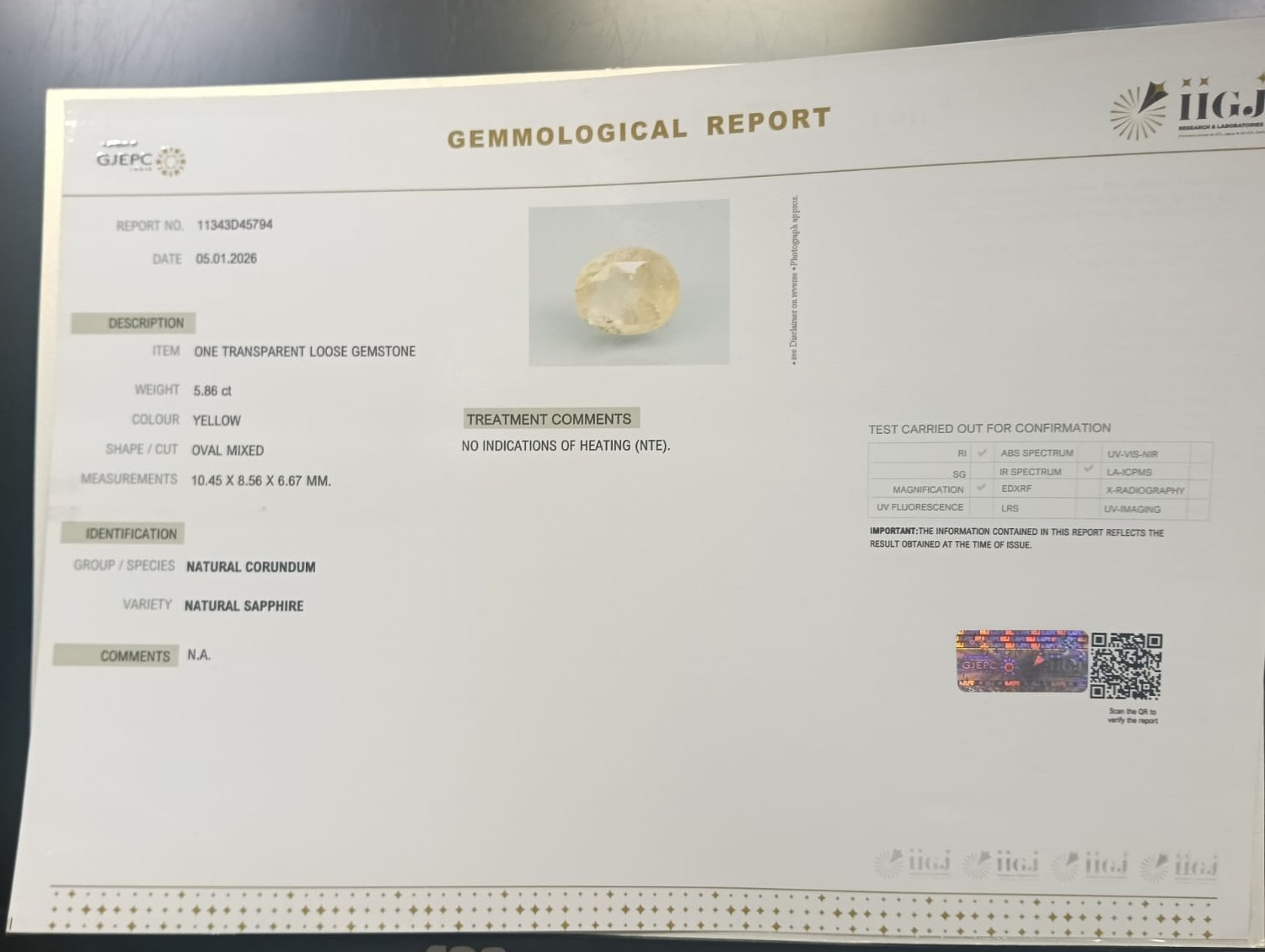 NYSP8888 2 YELLOW SAPPHIRE 5.86 Ct.