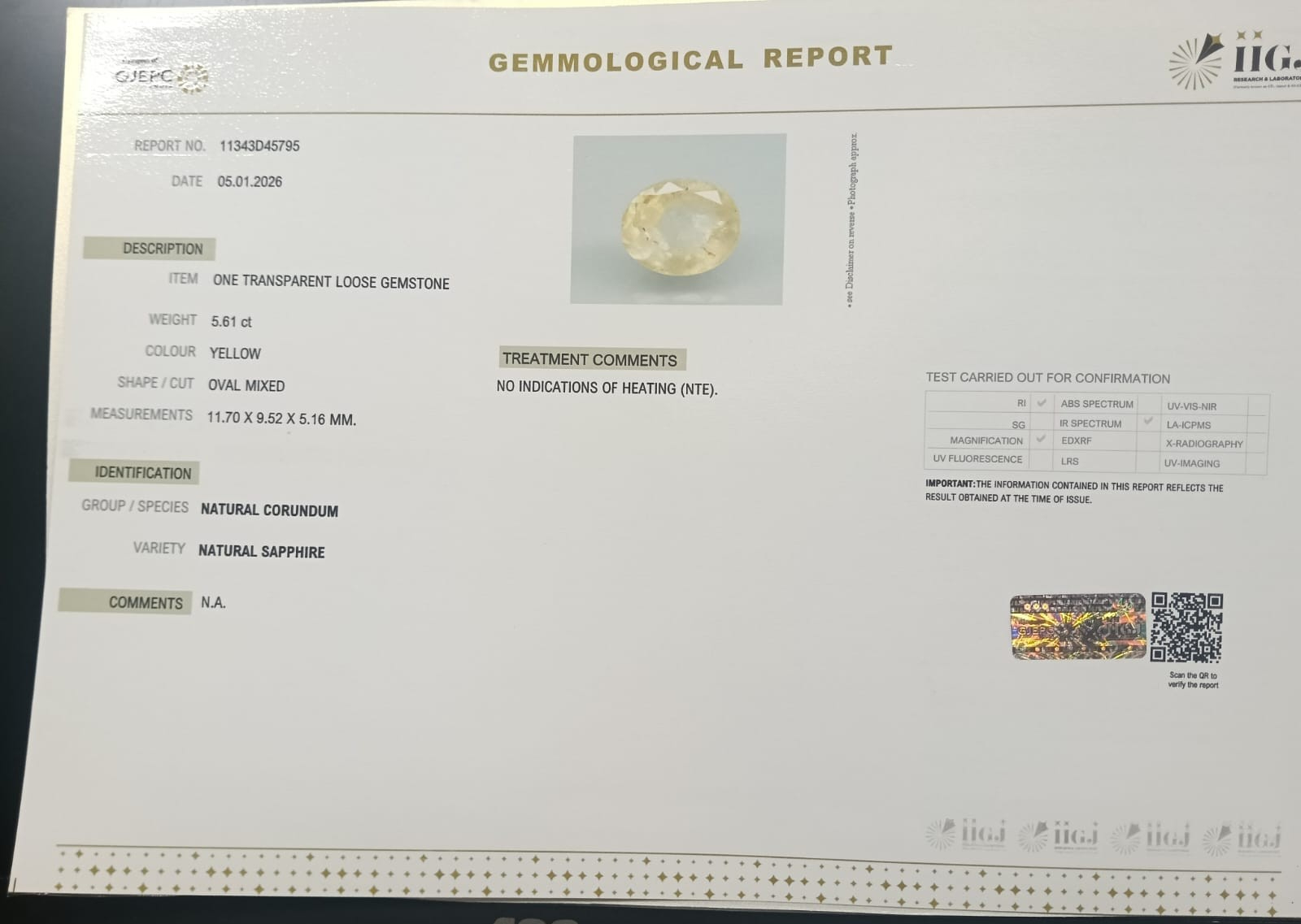 NYSP8889 2 YELLOW SAPPHIRE 5.61 Ct.