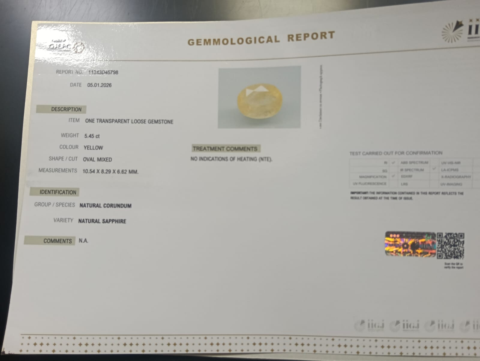 NYSP8892 2 YELLOW SAPPHIRE 5.45 Ct.