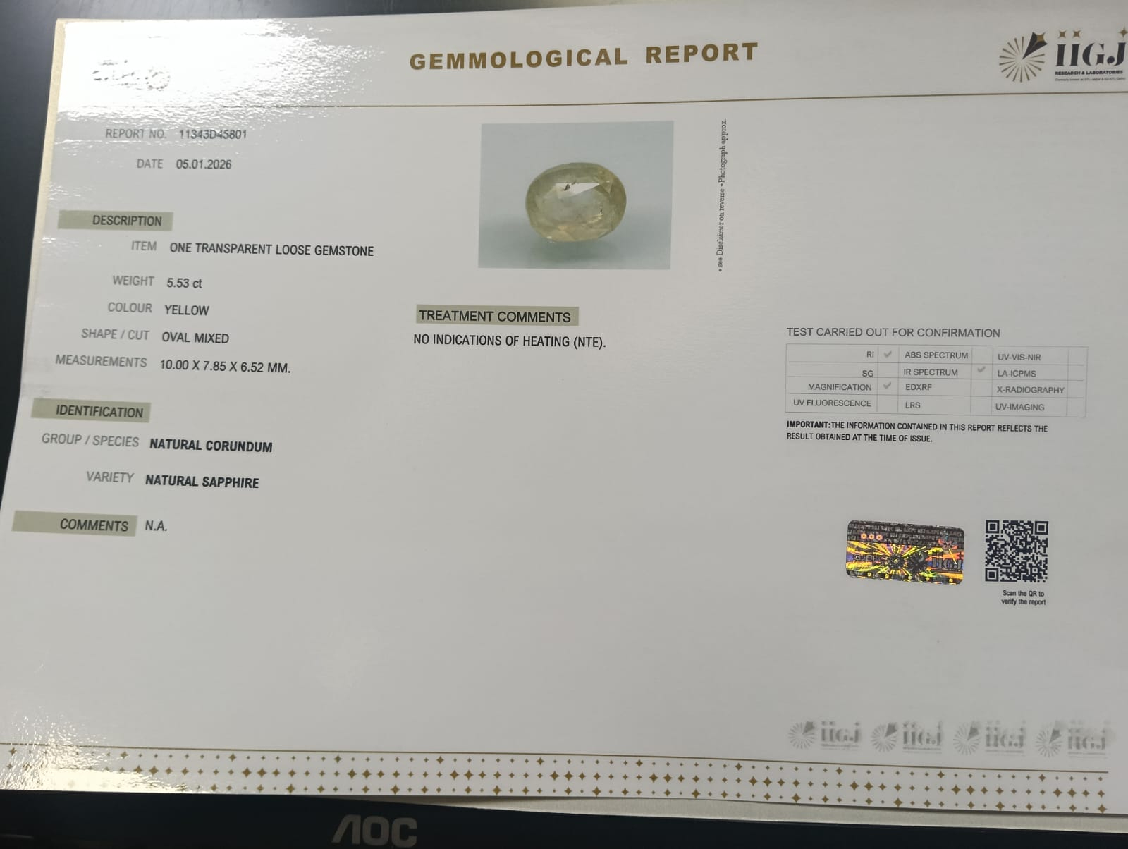 NYSP8894 2 YELLOW SAPPHIRE 5.53 Ct.