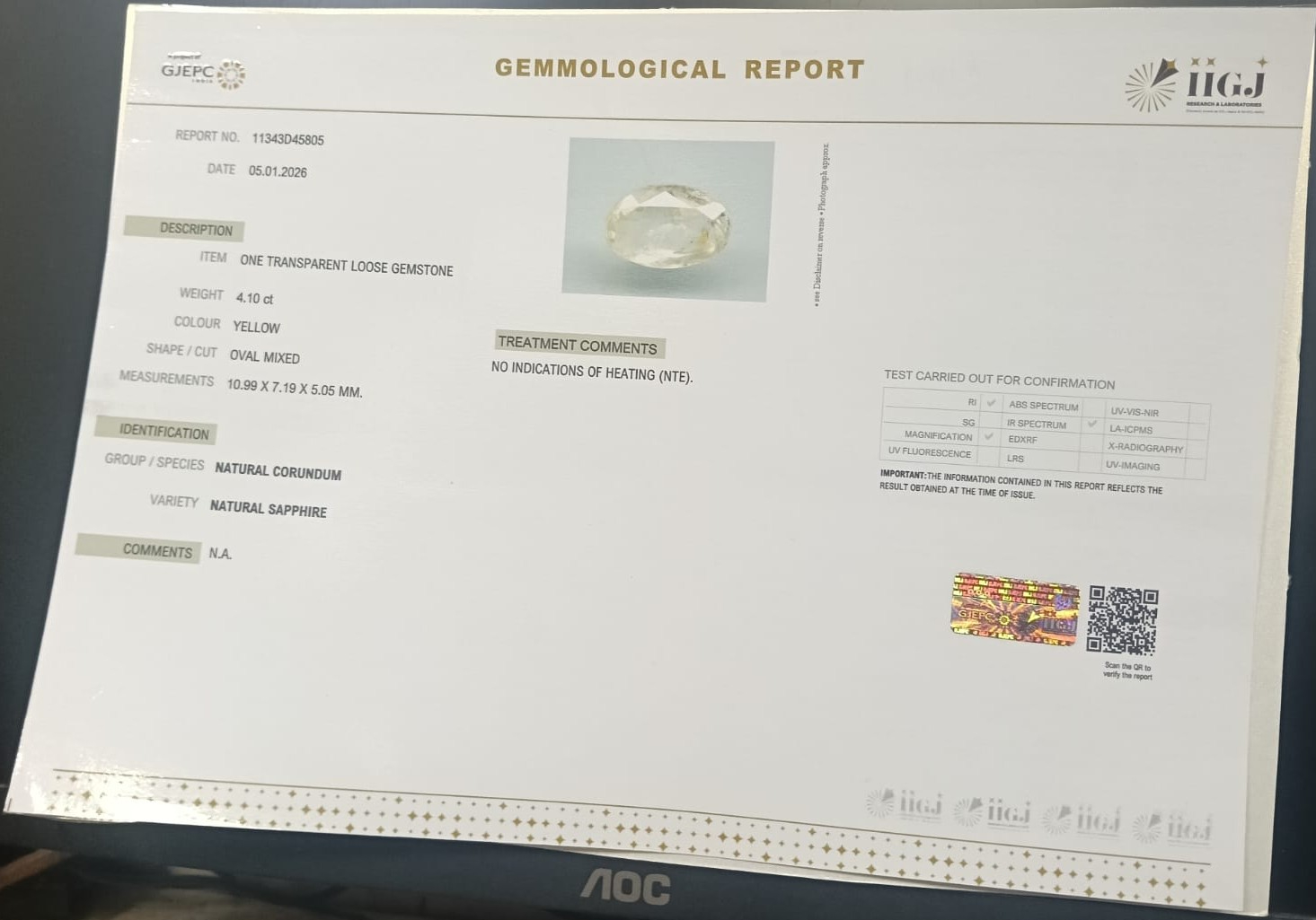 NYSP8896 2 YELLOW SAPPHIRE 4.1 Ct.