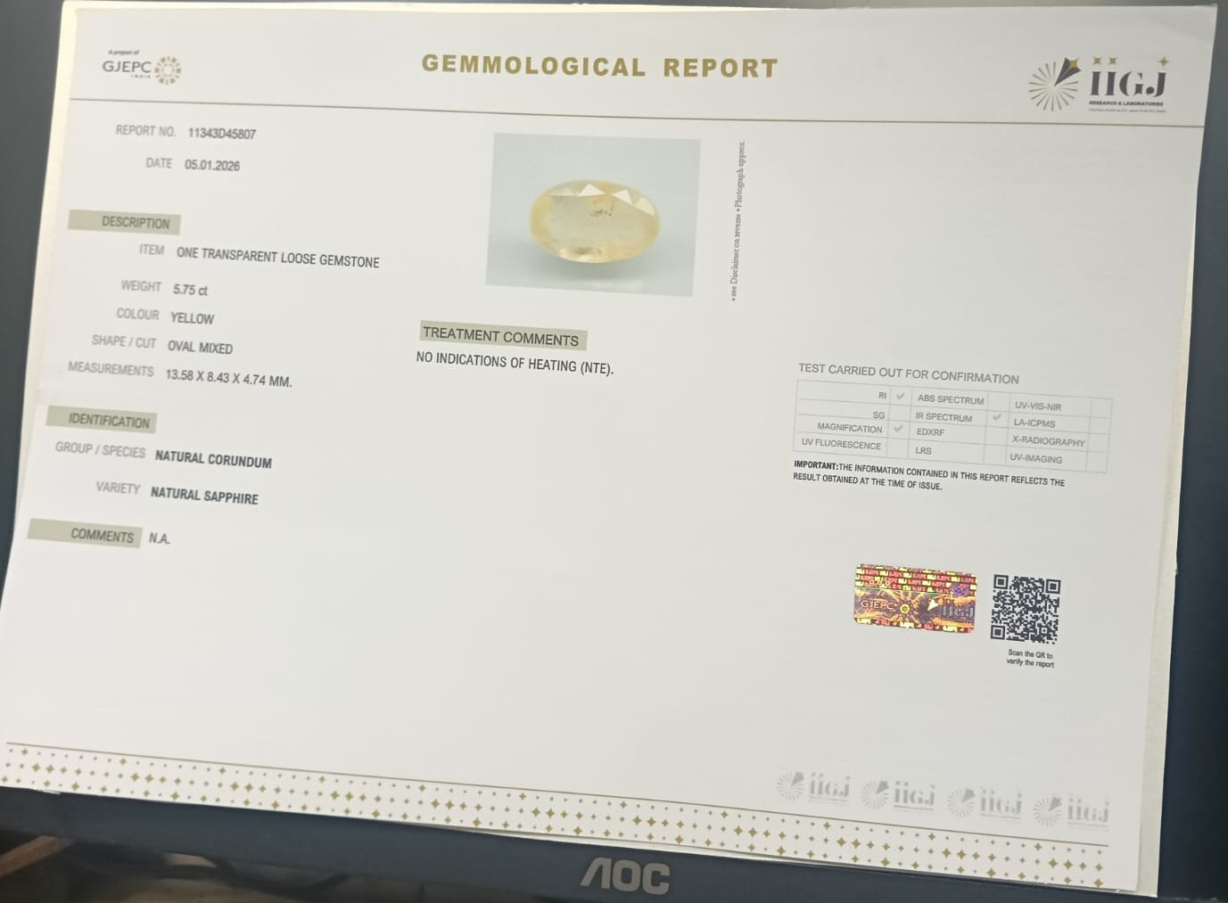 NYSP8897 2 YELLOW SAPPHIRE 5.75 Ct.