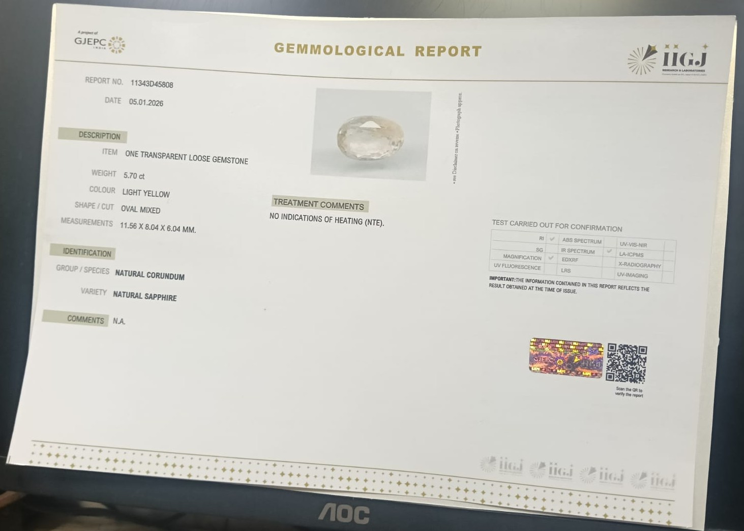 NYSP8898 2 YELLOW SAPPHIRE 5.7 Ct.