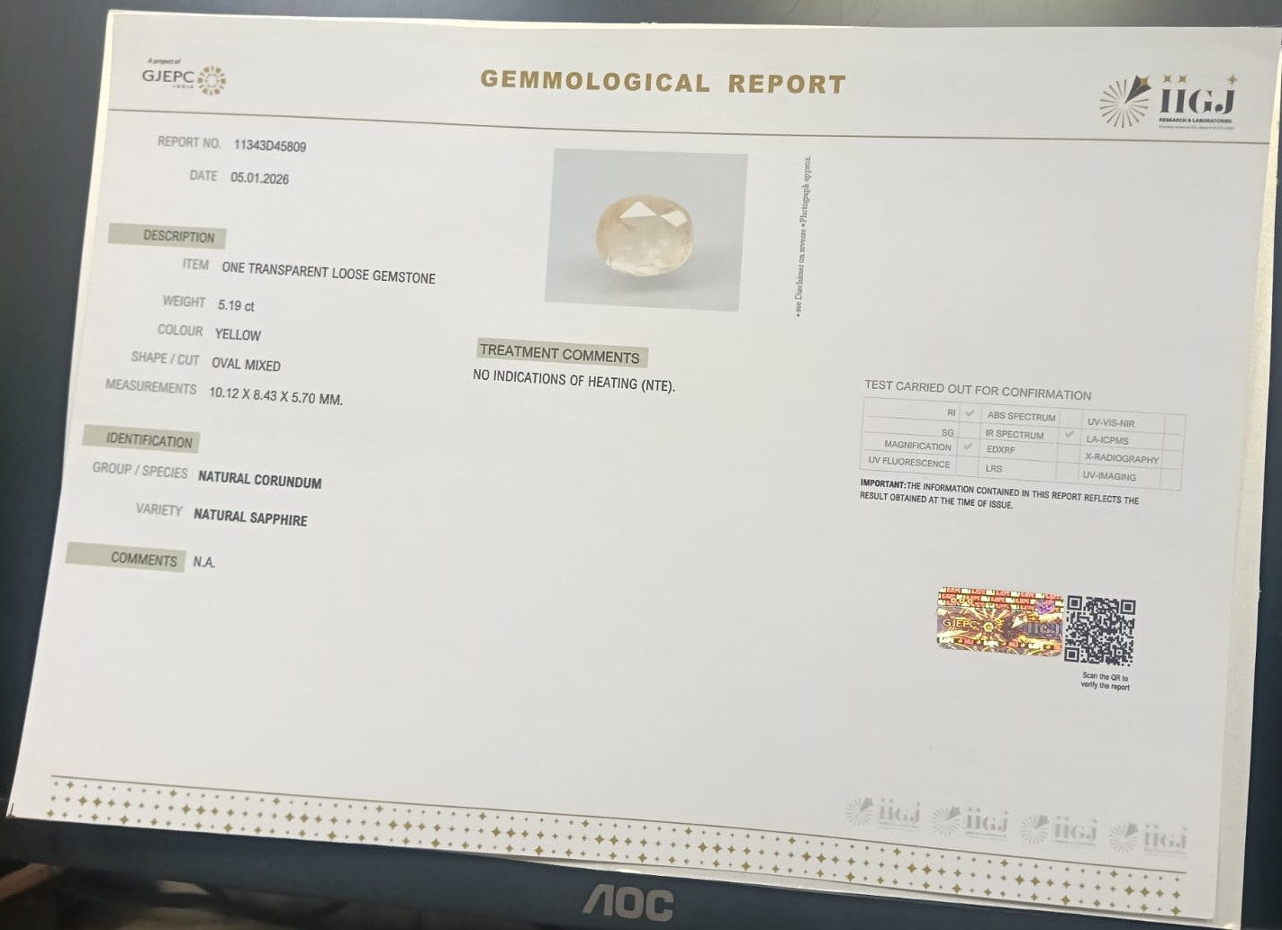 NYSP8899 2 YELLOW SAPPHIRE 5.19 Ct.