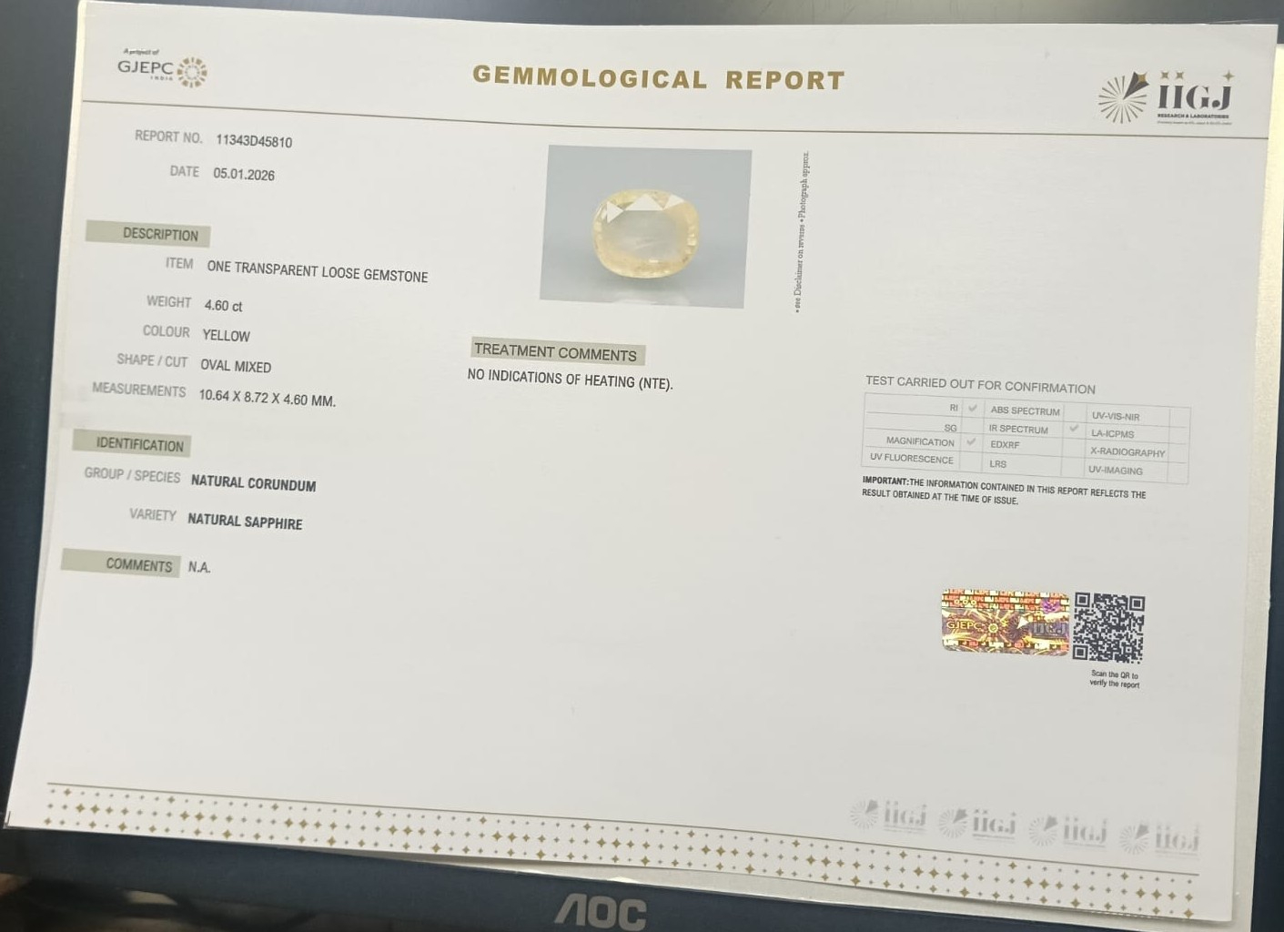 NYSP8900 2 YELLOW SAPPHIRE 4.6 Ct.