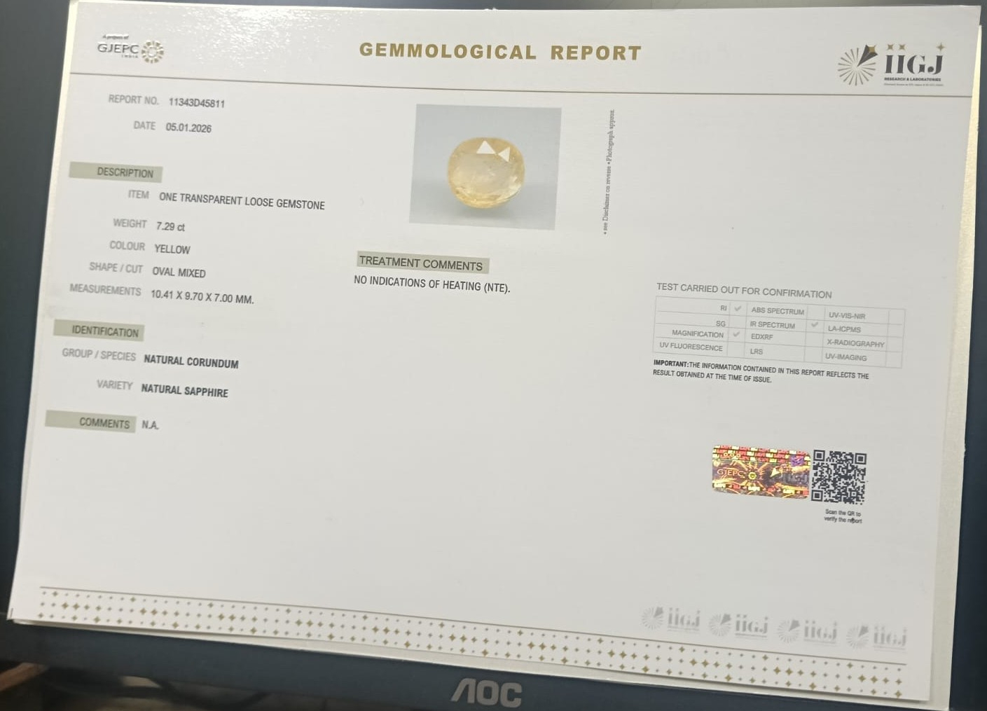 NYSP8901 2 YELLOW SAPPHIRE 7.29 Ct.