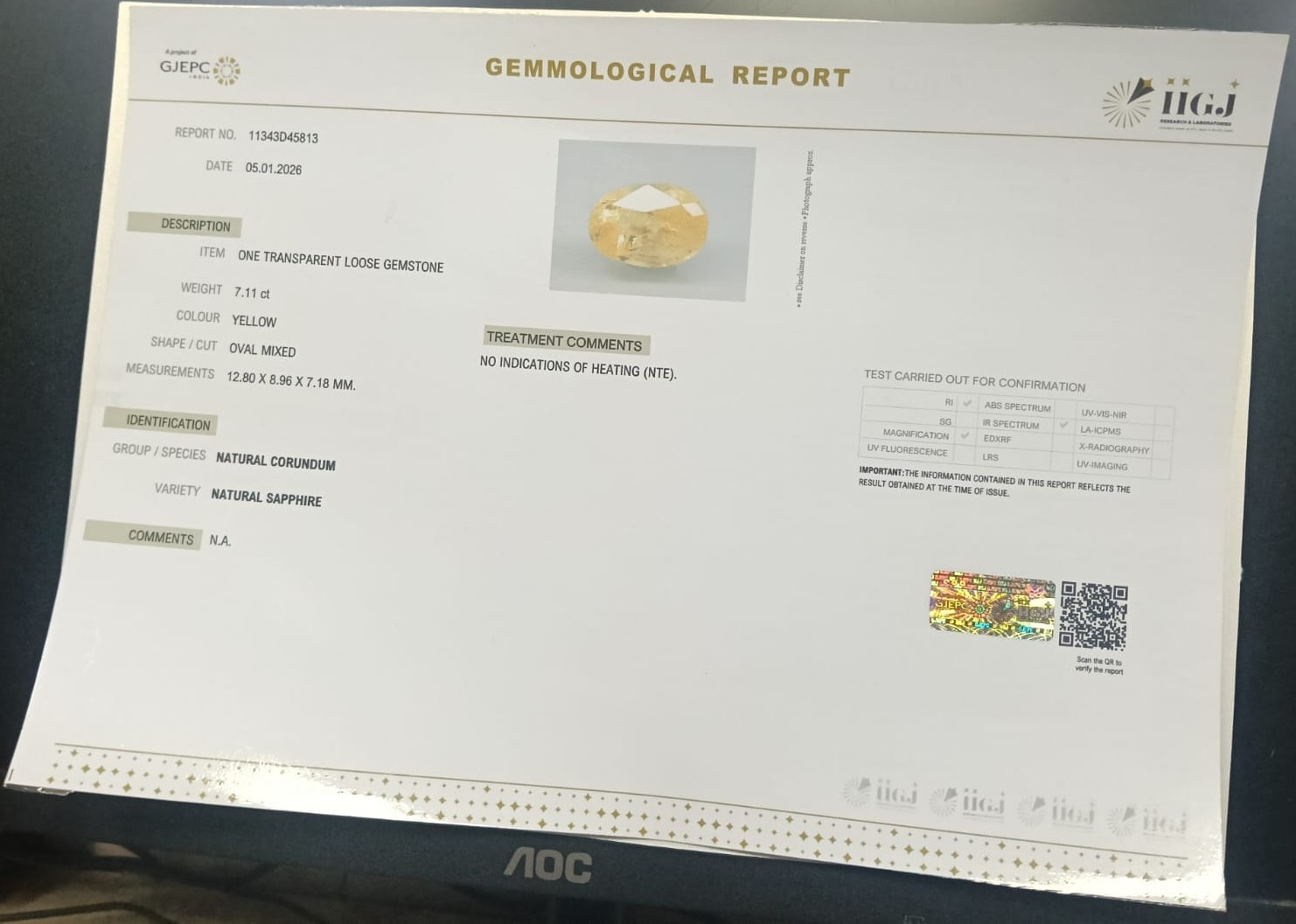 NYSP8903 2 YELLOW SAPPHIRE 7.11 Ct.