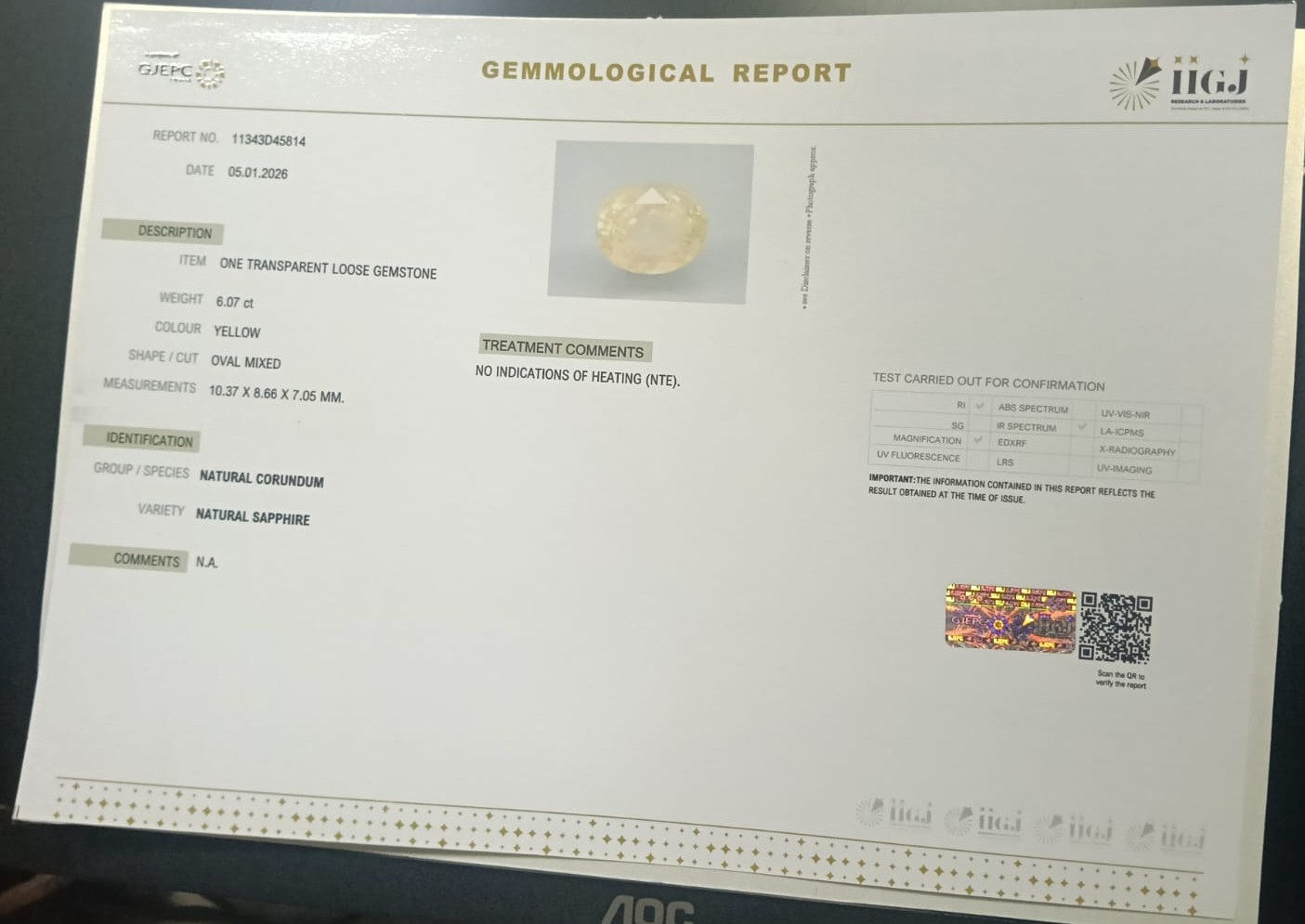 NYSP8904 2 YELLOW SAPPHIRE 6.07 Ct.