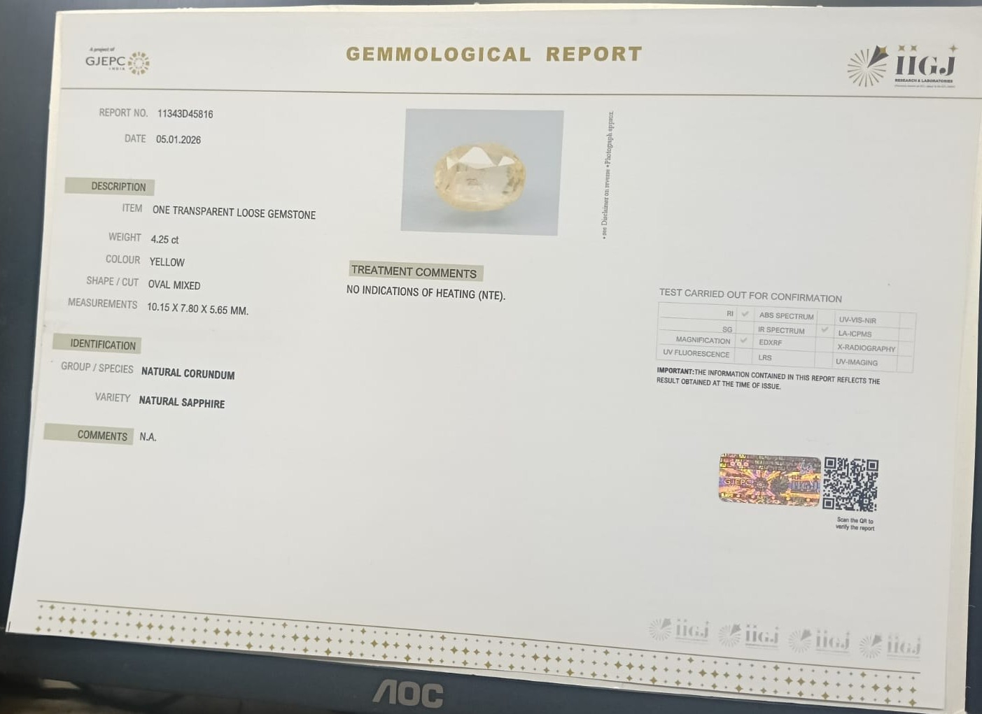 NYSP8906 2 YELLOW SAPPHIRE 4.25 Ct.